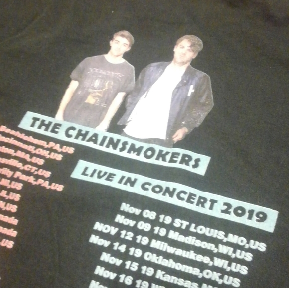 ⛓️ 🚬 Chainsmokers Band Concert Tour Shirt 🌎 World War Joy ☺️ Small 5SOS Lennon - Picture 8 of 10